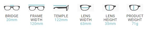 Wrap Around Glasses Dimensions